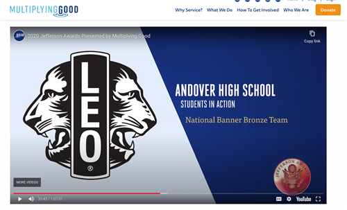 Virtual Jeffersion Awards ceremony recognizes Andover High School Students in Action 